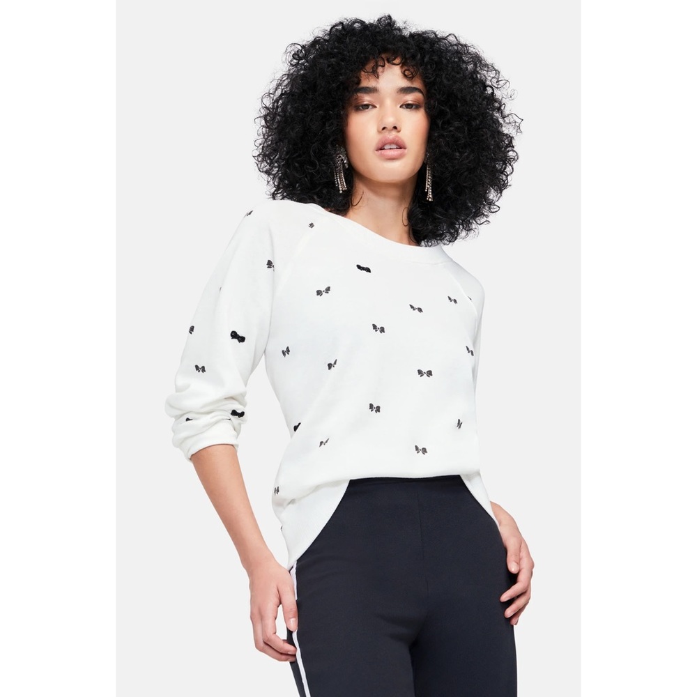 Wildfox Gordon Bow Sommers Sweatshirt in Vanilla Size XL